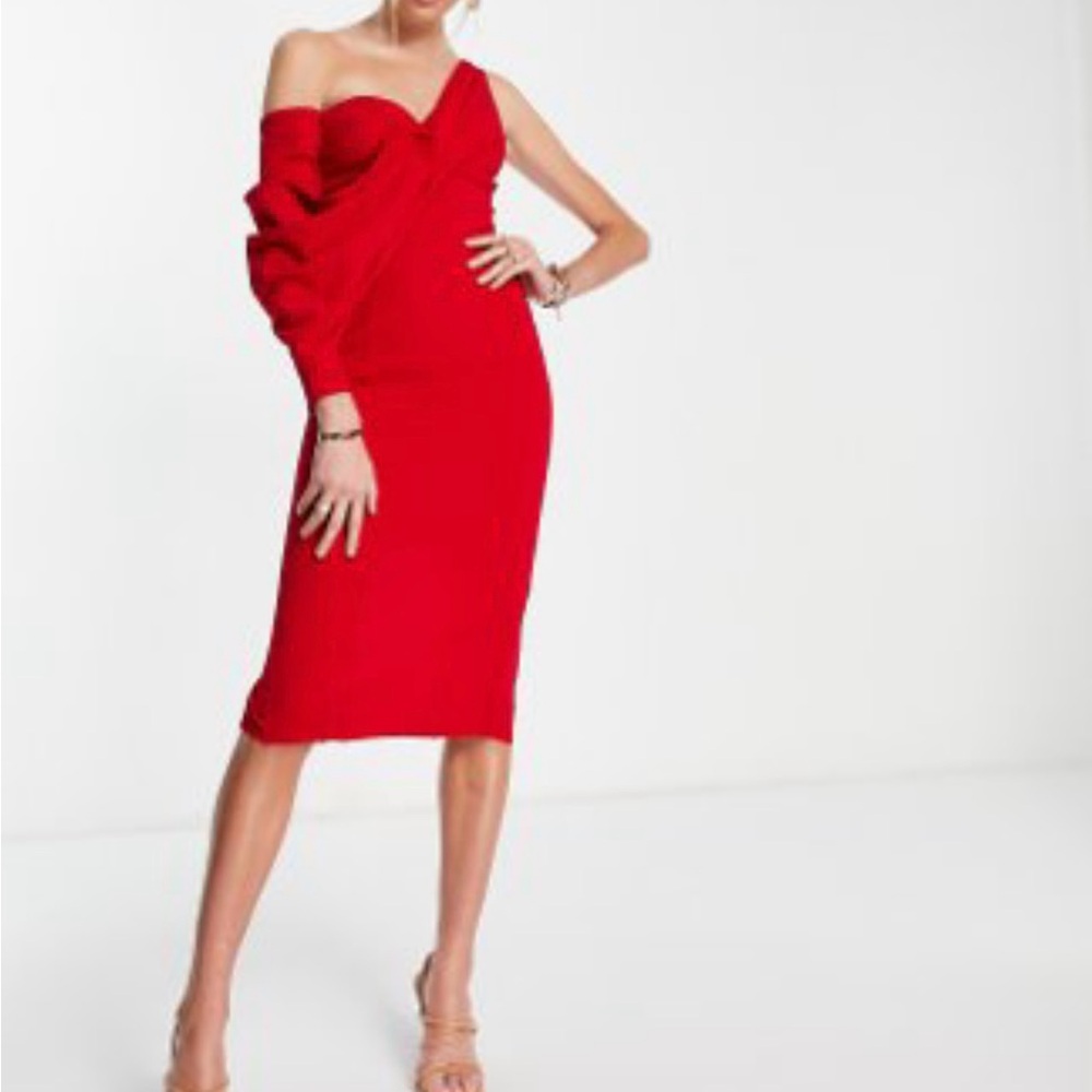ASOS One Shoulder Scarlet Dress